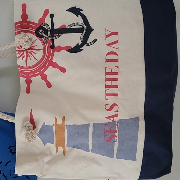 NWOT - Large "Seas the Day" Beach Tote - Picture 2 of 12